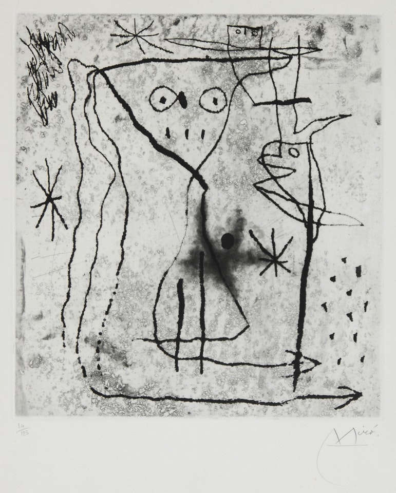 Jeune fille aux deux oiseaux by Joan Miró