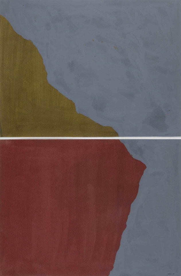 Dyptich with Irregular Shapes on Two Different Colors by Sol LeWitt