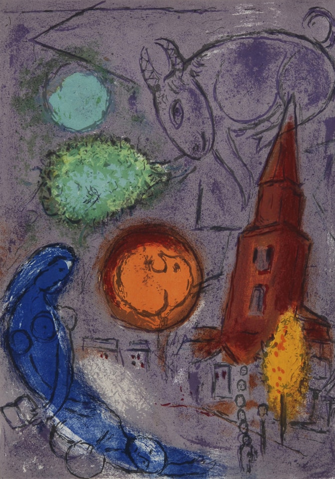 Saint-Germain-des-Près, from "Derrier le miroir, Paris, Marc Chagall" by Marc Chagall