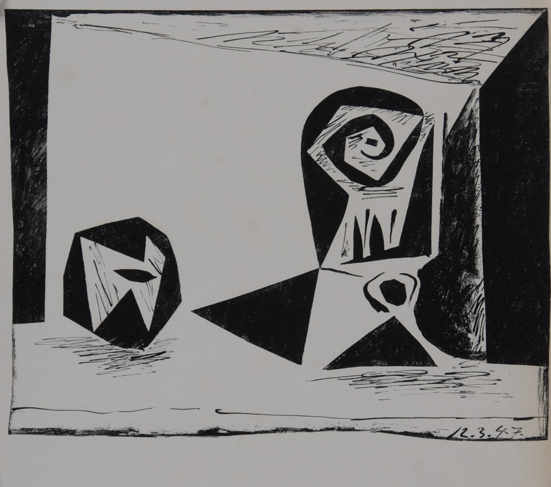 Composition au verre à pied; to "Dans l"atelier de Picasso" by Pablo Picasso