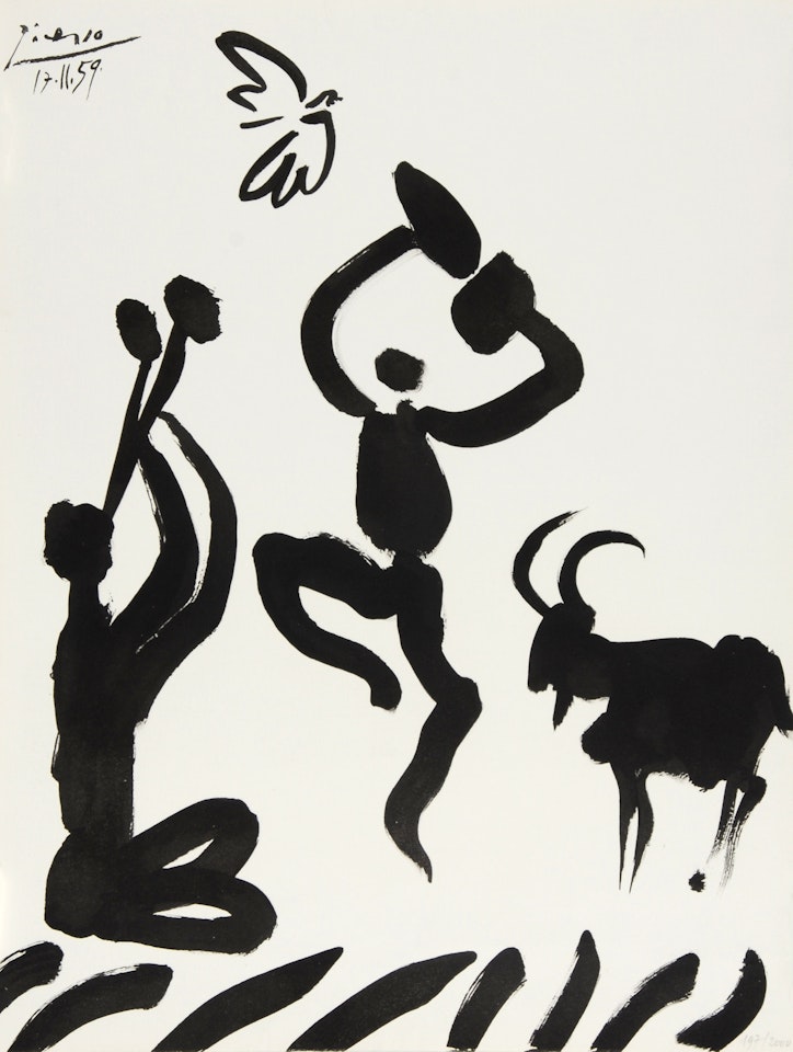 Musicien, danseur et chèvre by Pablo Picasso