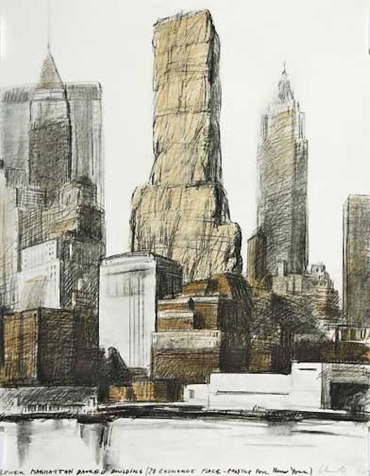 Lower Manhattan Packed Building, 20 Exchange Place, Project for New York by Christo