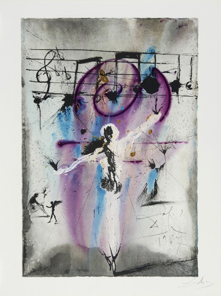 2 sheets: Ich habe das Leben vor dir ausgebreitet; Die Schlacht auf den Höhen Jerusalems, from "Elias" by Salvador Dali