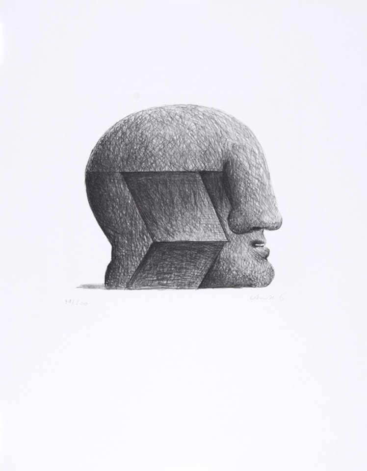 2 sheets: H. Antes, Head, 1970; P. Wunderlich, Ein böses Tier, 1971, both from "Grafikmappe des Schweizerischen Kunstvereins, 1975" by Various Artists