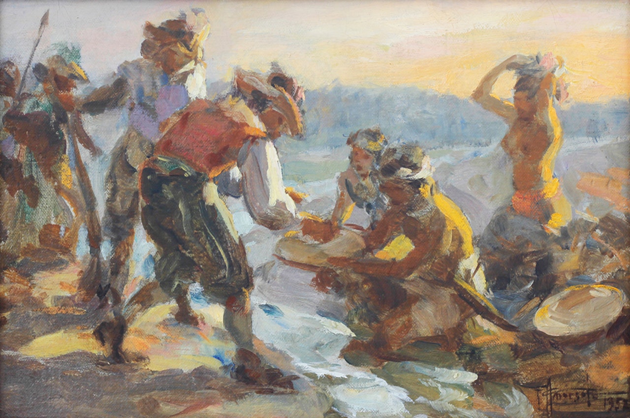 El Encuentro de Oro Por Salcedo by Fernando Amorsolo