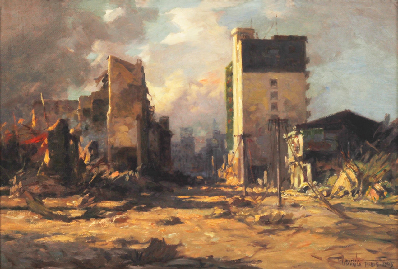 Ruins on Rizal Avenue by Fernando Amorsolo