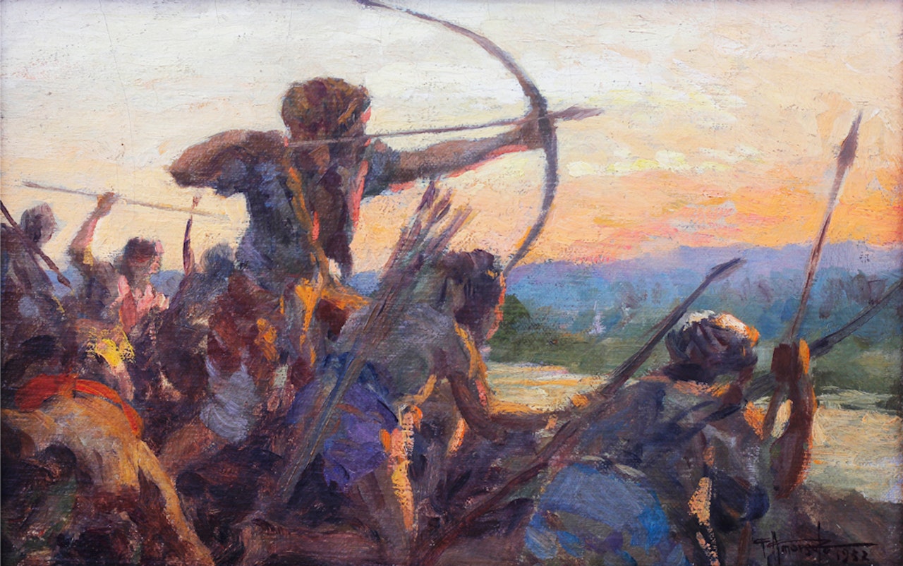 Manalastas Luchando Contra Extranjeros by Fernando Amorsolo