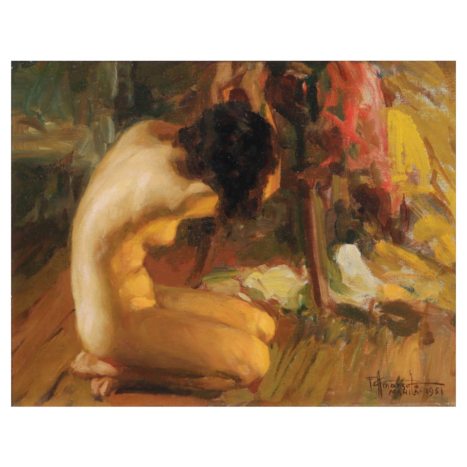 Seated Nude Beside a Chair by Fernando Amorsolo