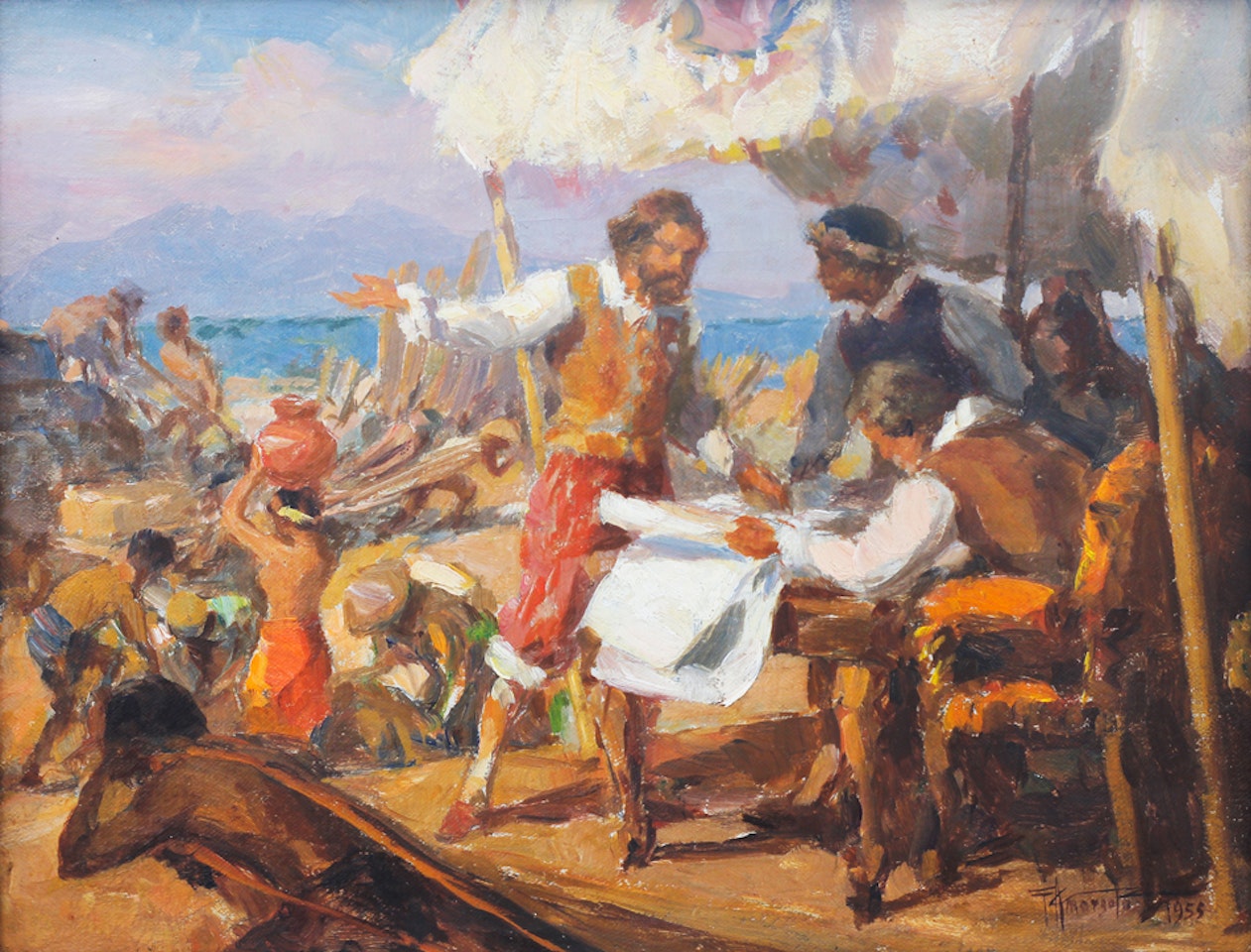 La Construccion de Intramuros by Fernando Amorsolo