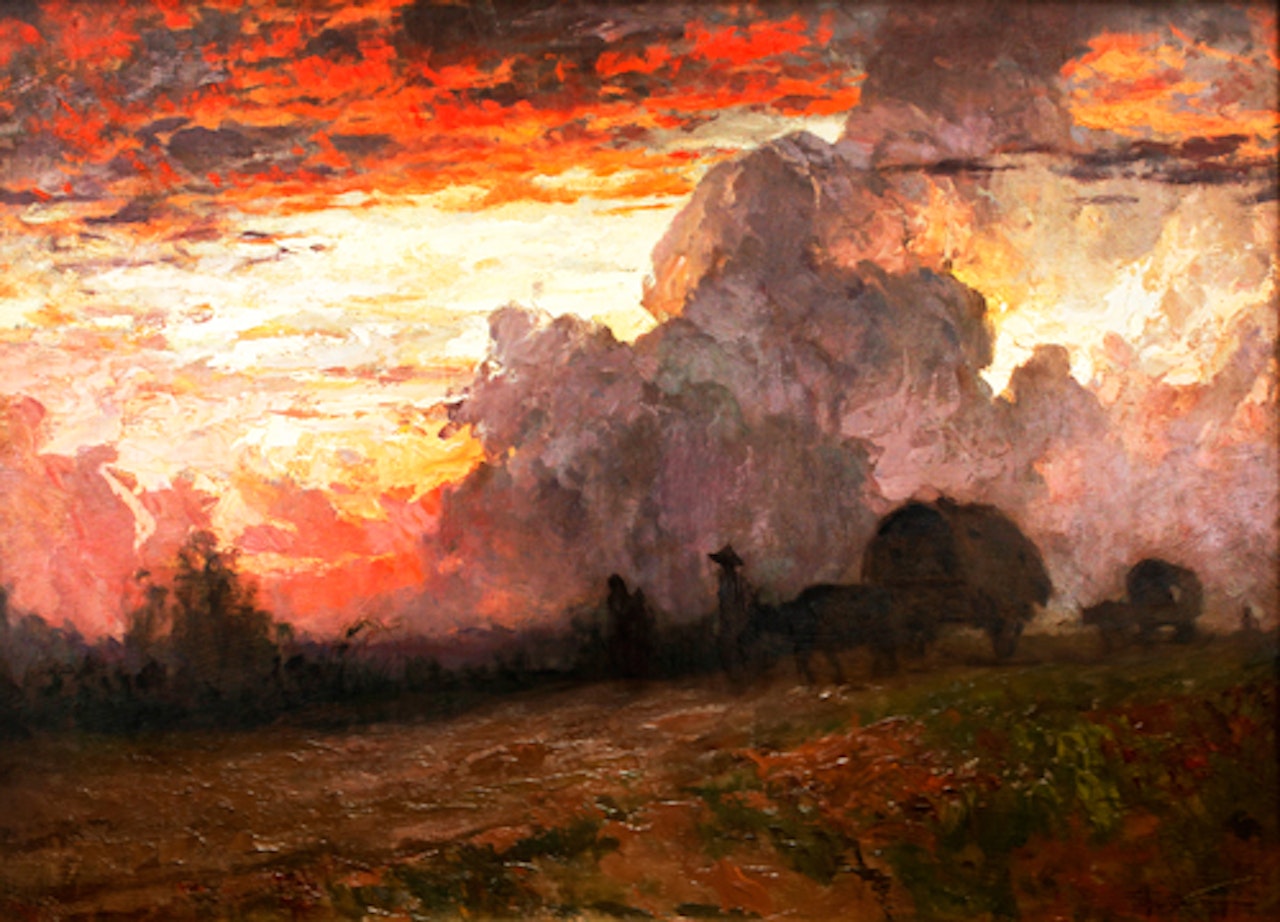 Pilgrims on Sunset by Fernando Amorsolo