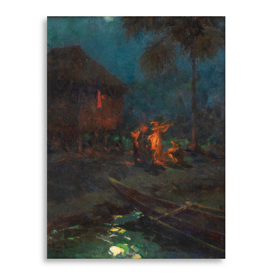 A Firelit Night with Musicians by Fernando Amorsolo