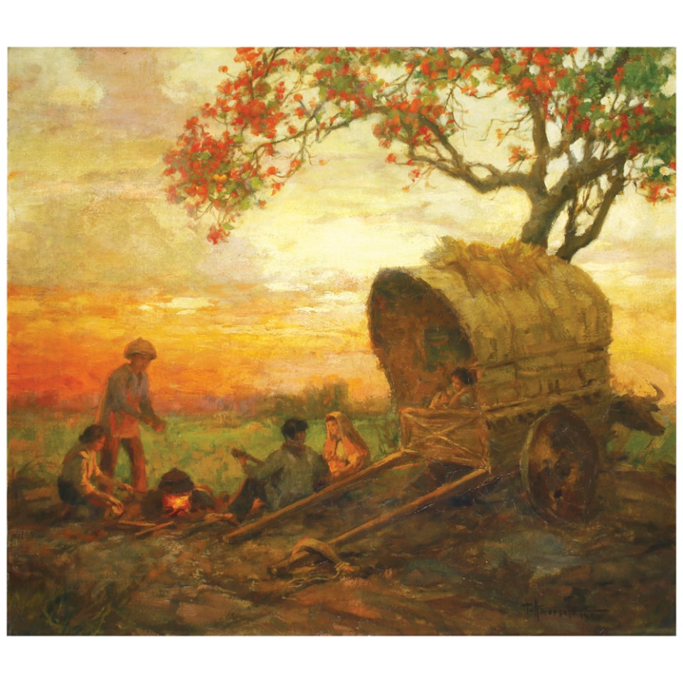 Travelers" Rest at Sunset by Fernando Amorsolo