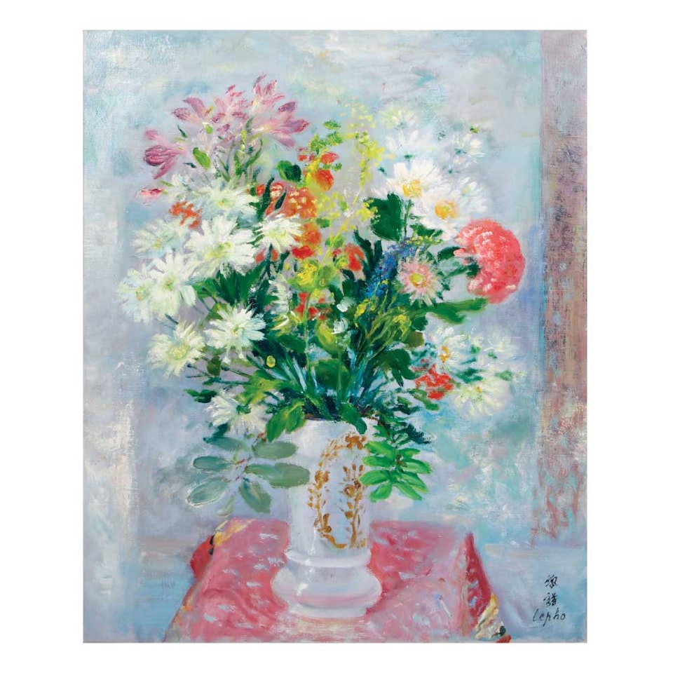 Bouquet À La Nappe Rose (Bouquet Over Pink Tablecloth) by Le Pho