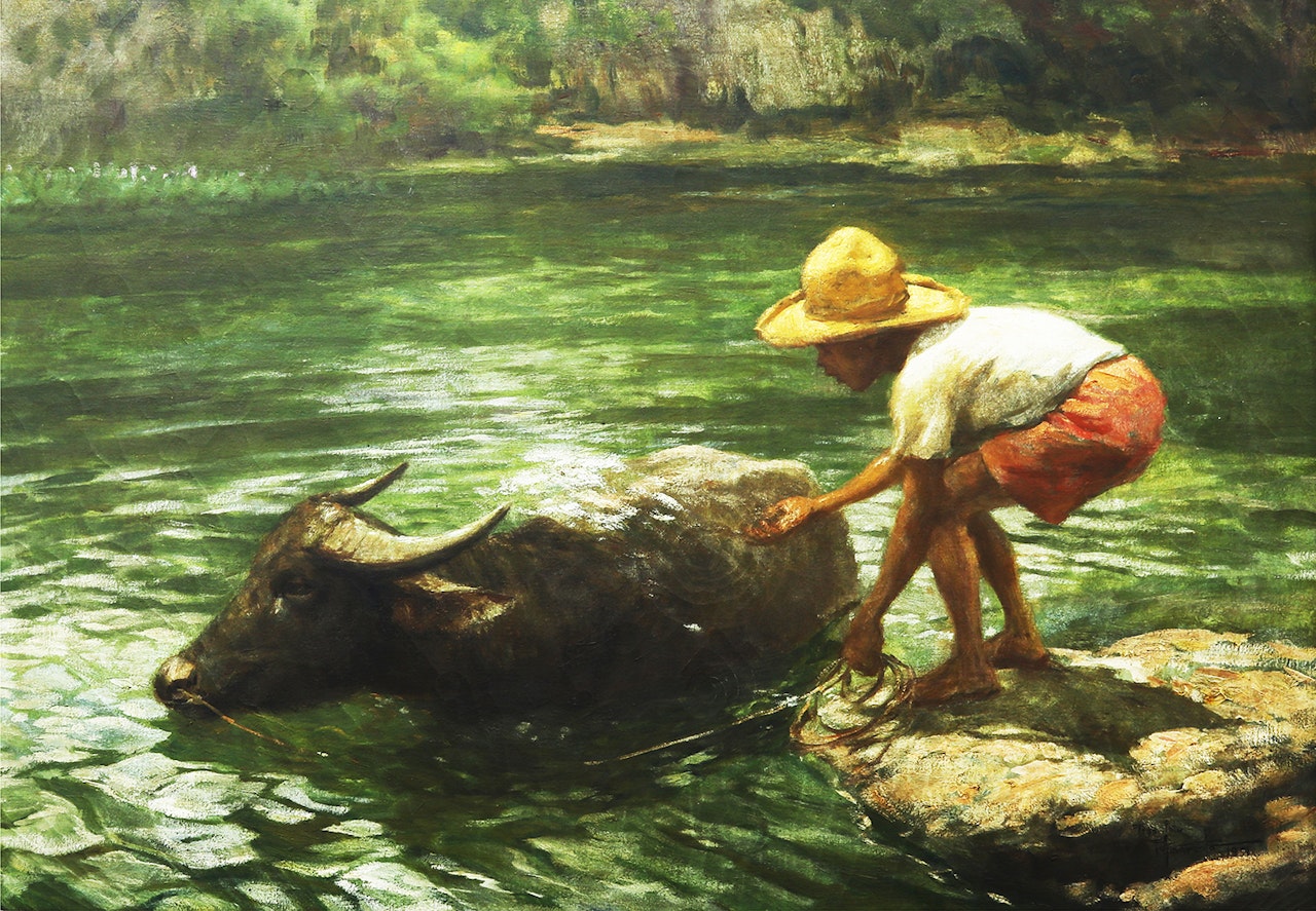 Boy and Carabao by Fernando Amorsolo