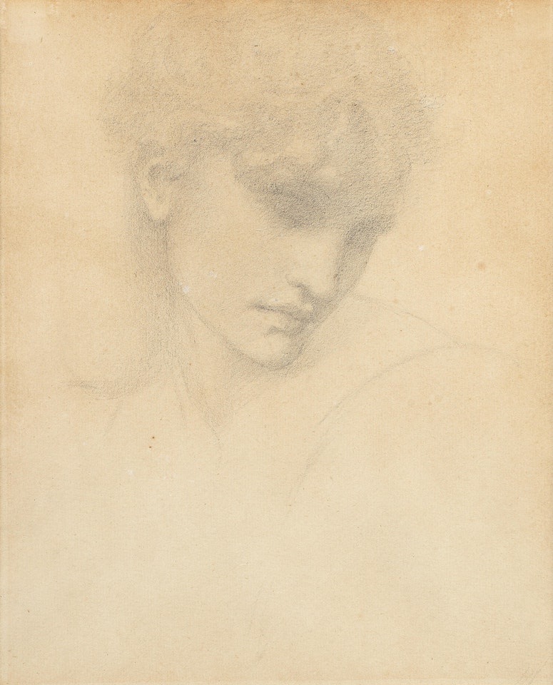 Head study of Maria Zambaco, eyes closed, looking right, for Summer, The Four Seasons (The Lapse of the Year) by Edward Coley Burne-Jones