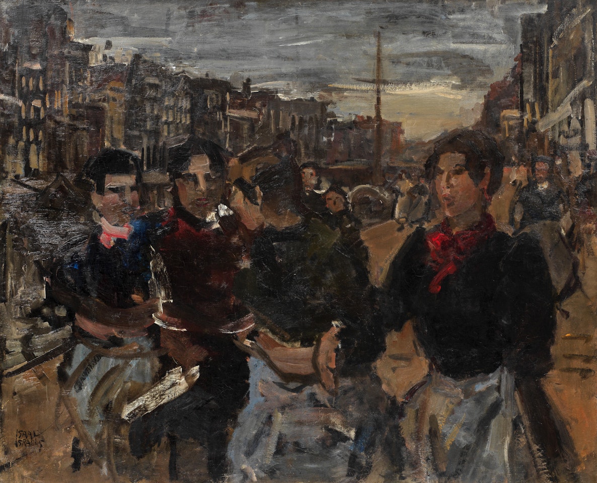Four girls on the Prinsengracht, Amsterdam by Isaac Israels