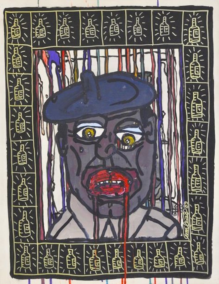 The man in the beret and the dripping or drooling mouth by Robert Combas