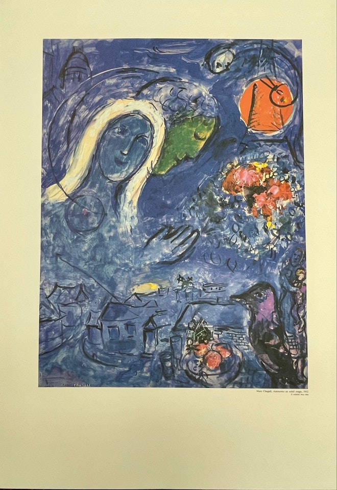 Amoureux au soleil rouge by Marc Chagall