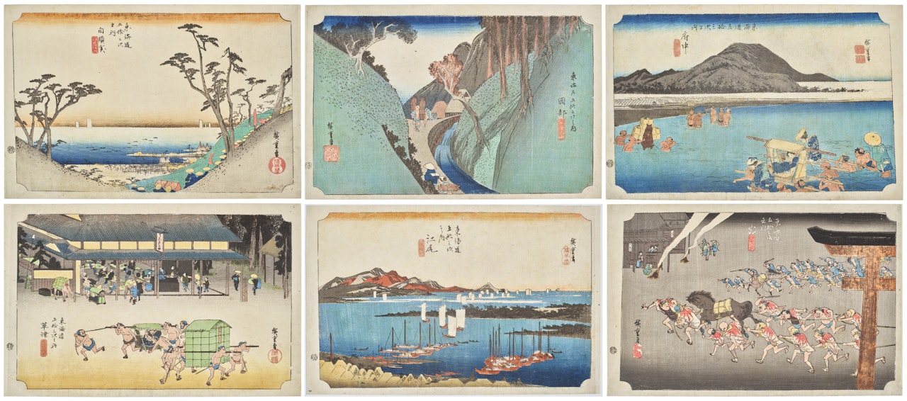 A group of six prints by Utagawa Hiroshige