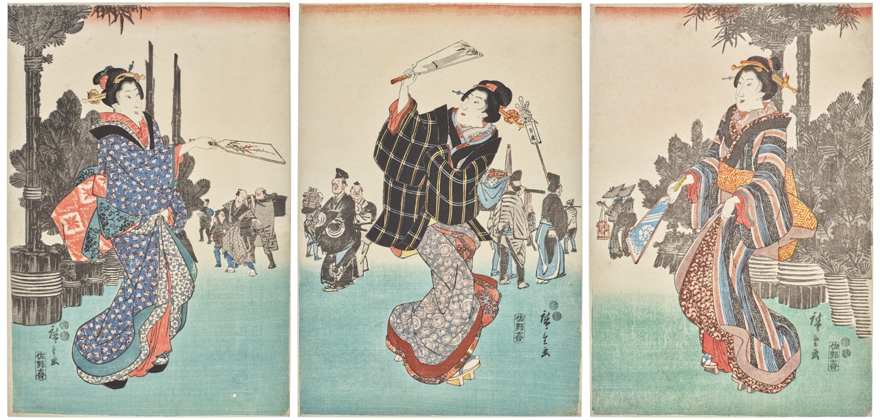 Beauties playing battledores by Utagawa Hiroshige