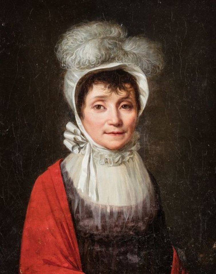 Portrait de femme au châle rouge by French School