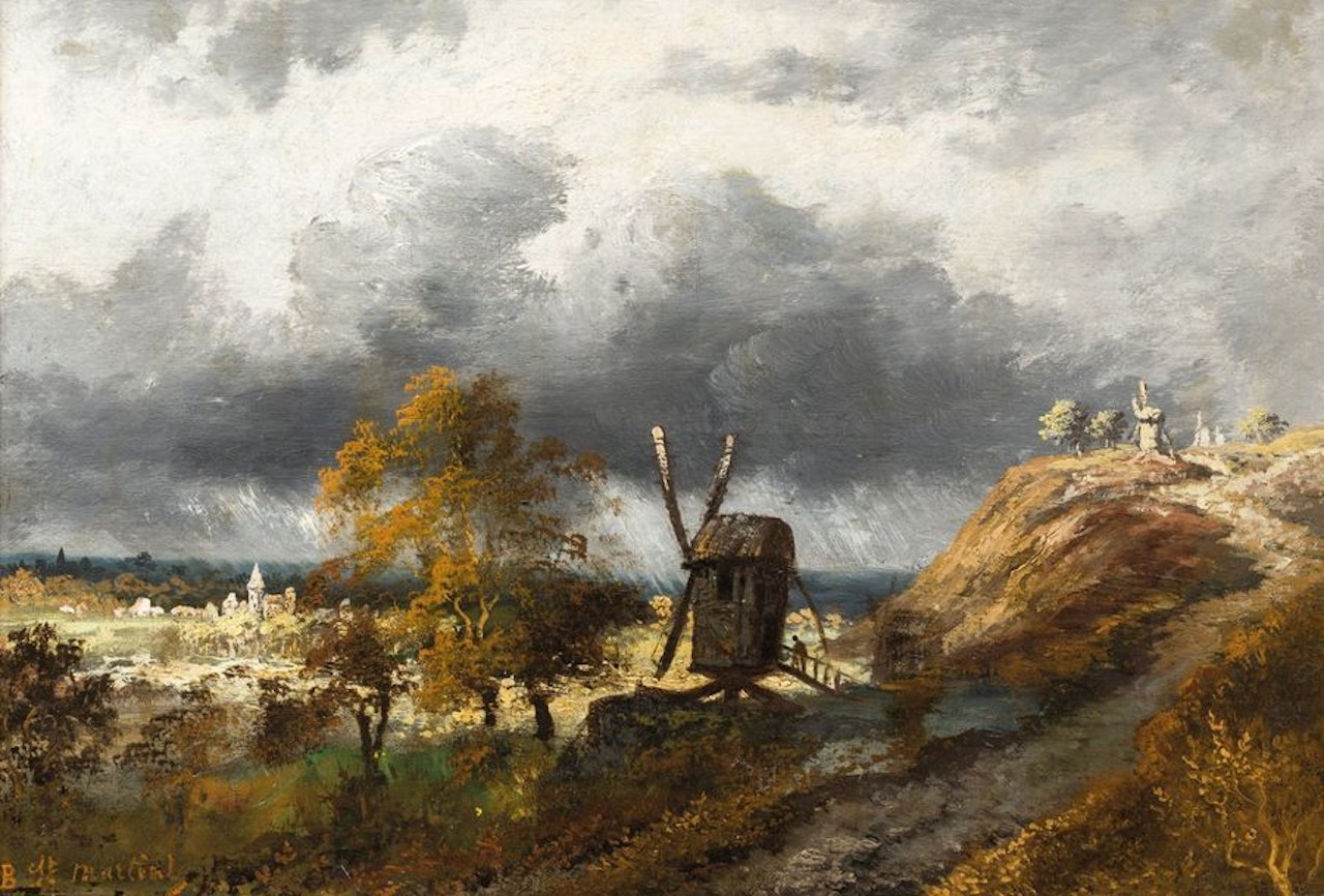 Paysage au moulin by French School