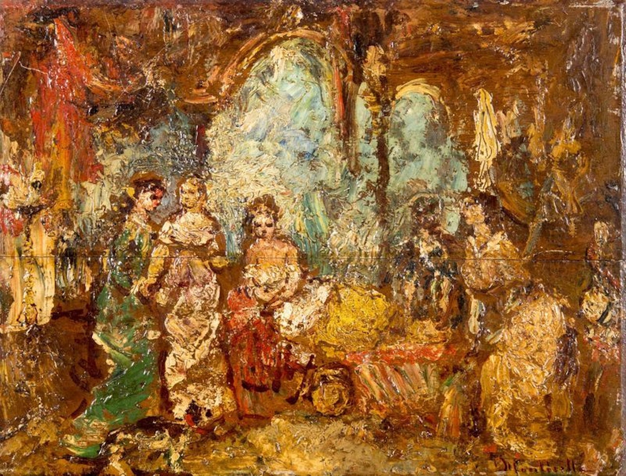 Theater scene by Adolphe Monticelli