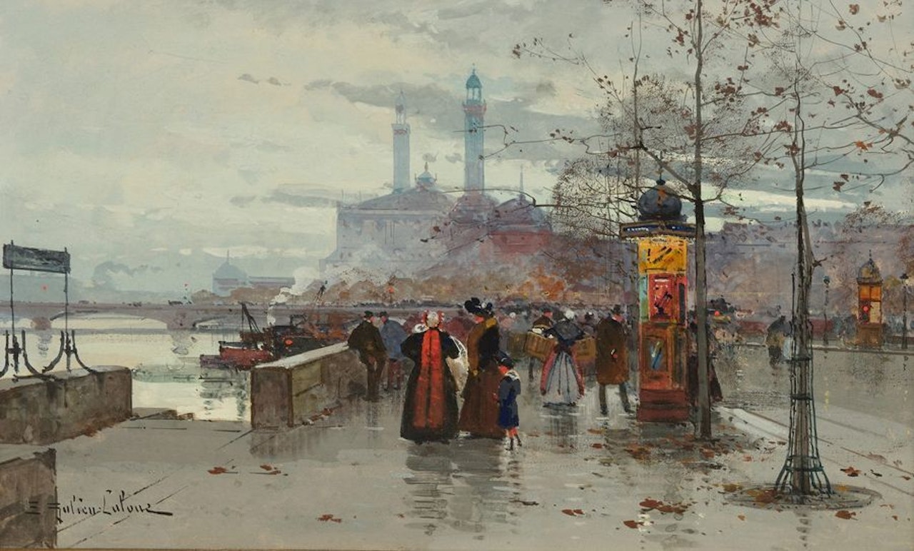 Paris, the Palais du Trocadéro from Quai Debilly by Eugene Galien-Laloue