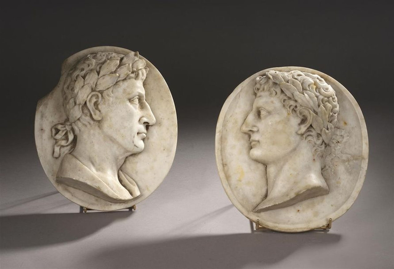 Two profiles of Caesar by French School