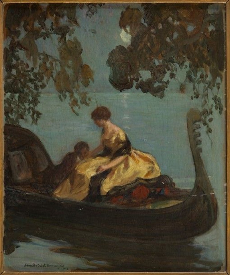 Couple dans une gondole au clair de lune by Jean Gabriel Domergue