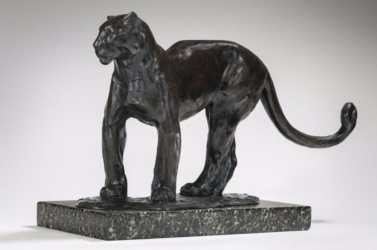 Panther at rest, hind legs crossed by Rembrandt Bugatti