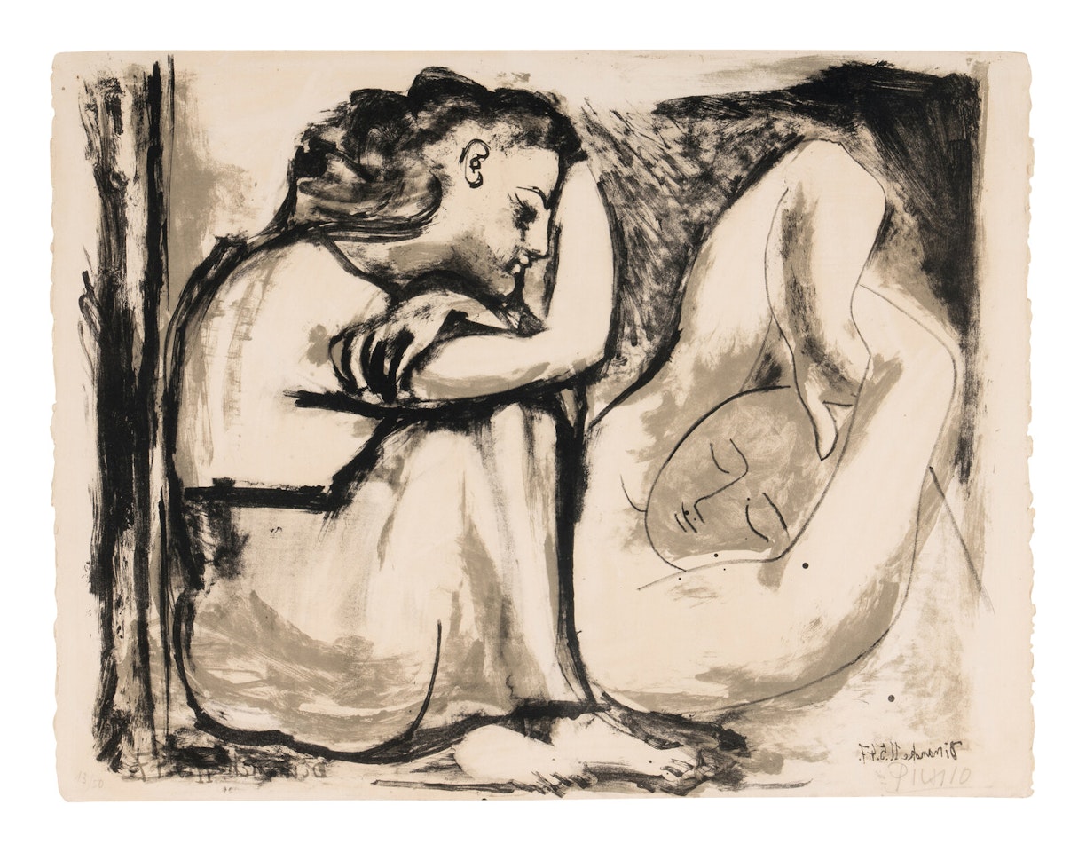 Femme assise et dormeuse by Pablo Picasso