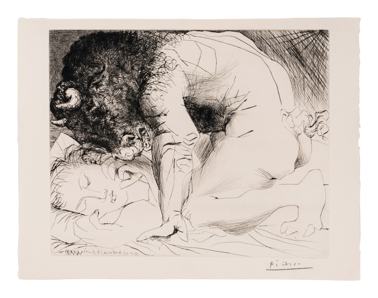 Minotaure caressant une dormeuse (from La Suite Vollard) by Pablo Picasso