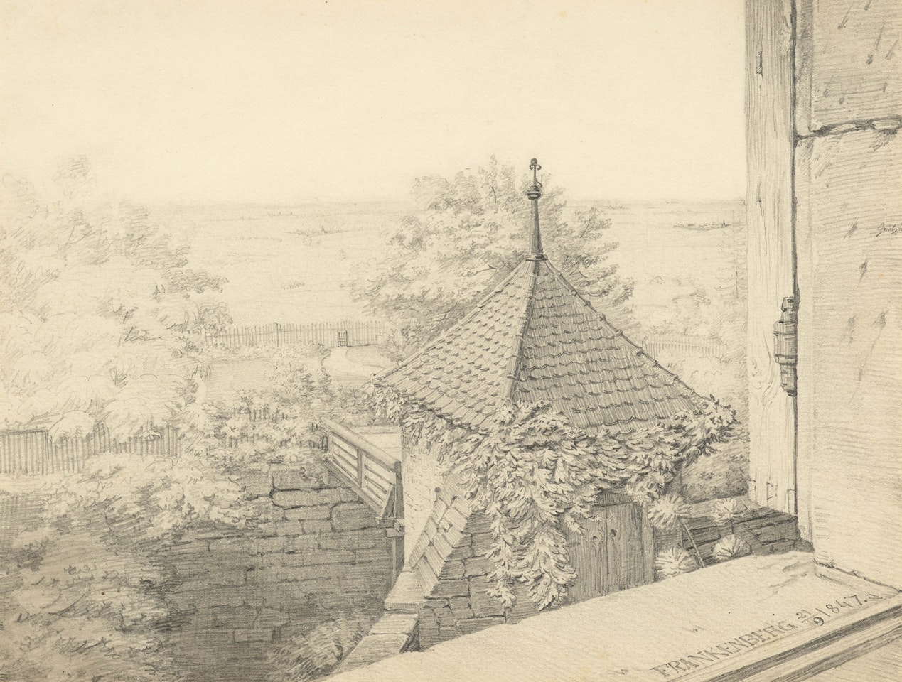 Vue du château de Frankenberg, actuel musée d"Aix-la-Chapelle by German School