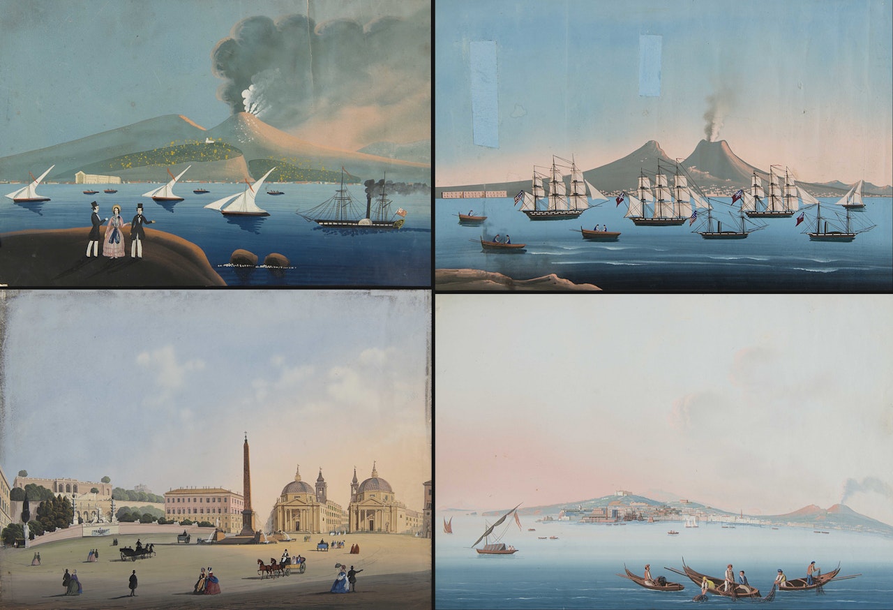 ot of four gouaches, different authors and sizes  by Neapolitan School
