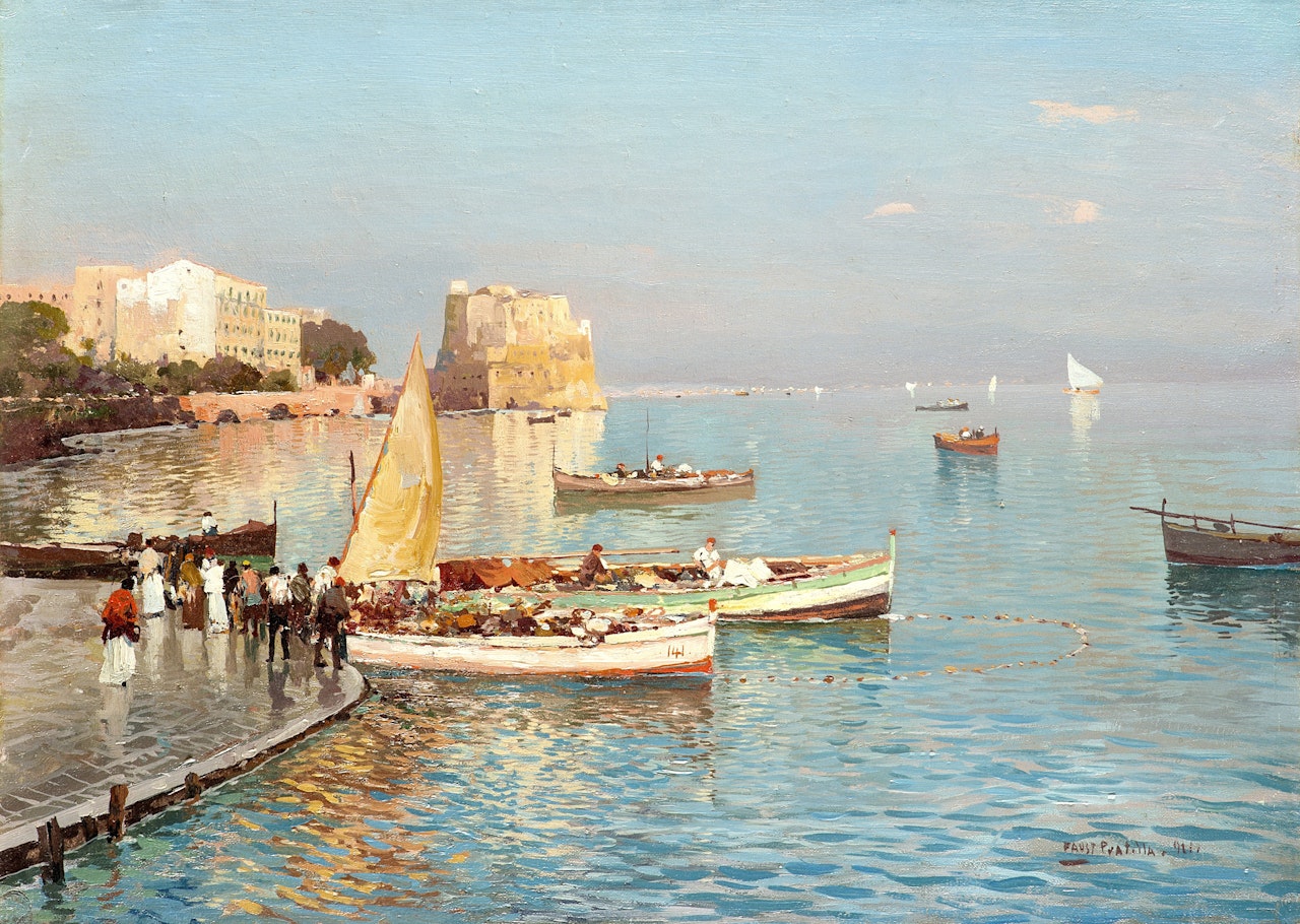 "View of the Gulf of Naples with Castel dell"Ovo" by Fausto Pratella