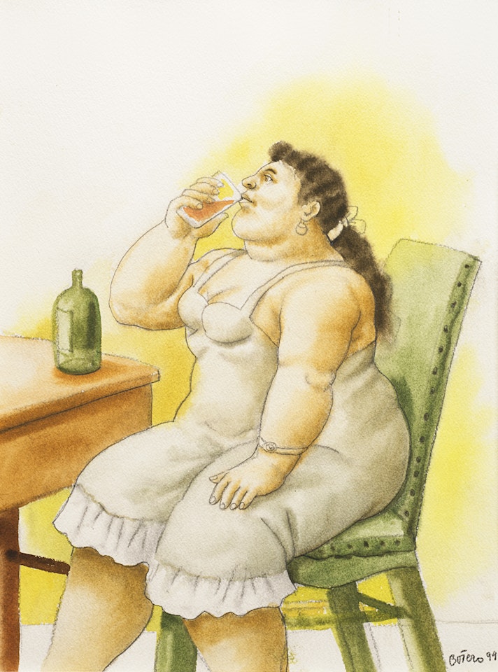 "Woman who drinks" by Fernando Botero