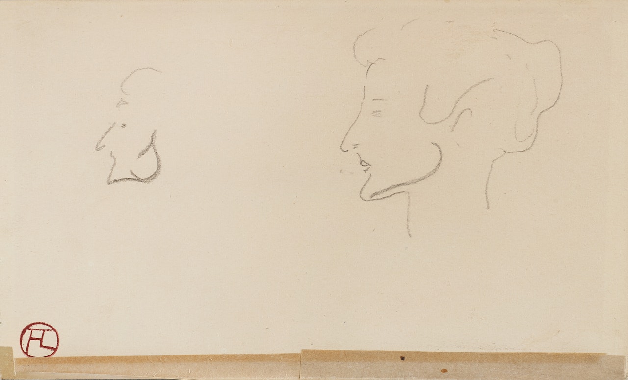 "Tetes de femmes (recto) " "La petite loge (verso) " by Henri de Toulouse-Lautrec