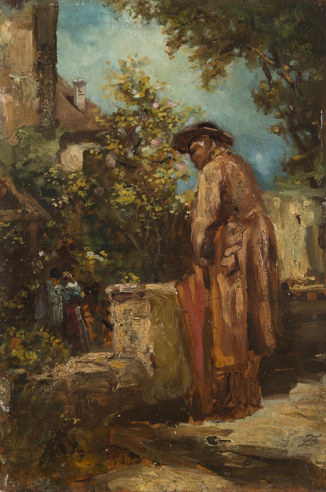 "Glimpse of courtyard with figure" by Carl Spitzweg