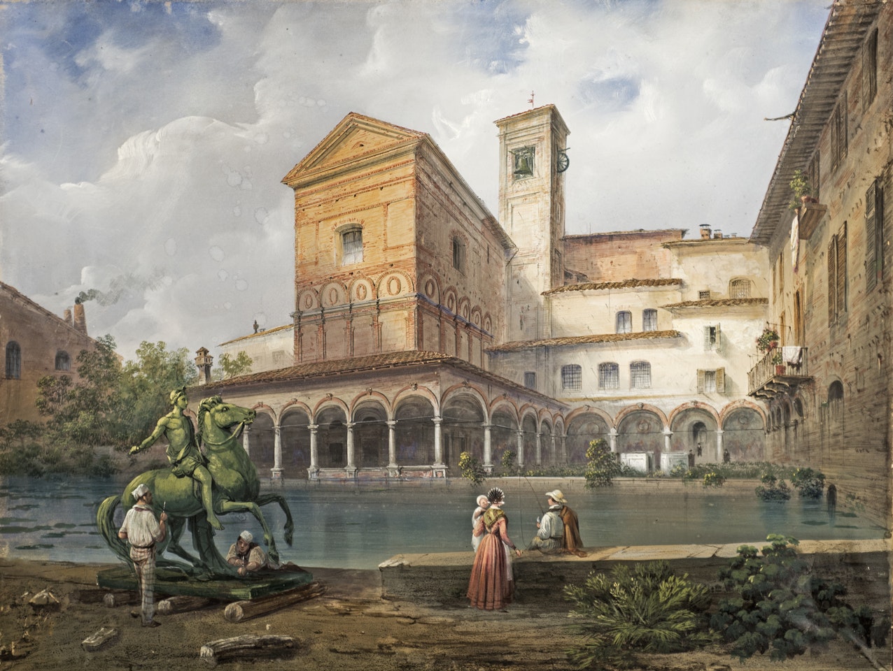 "Milan, the equestrian statue of Carlo Alberto in Santa Maria alla Fontana" by Carlo Bossoli