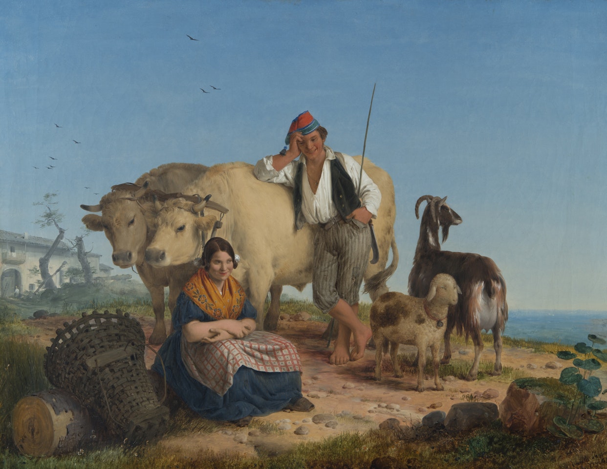 "A couple of Lombard farmers with their animals" by Angelo Inganni