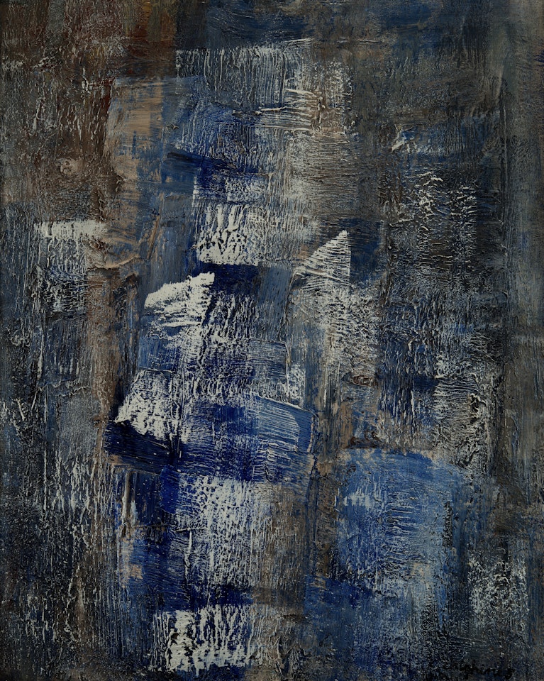 "Blue and white composition" by Alfredo Chighine
