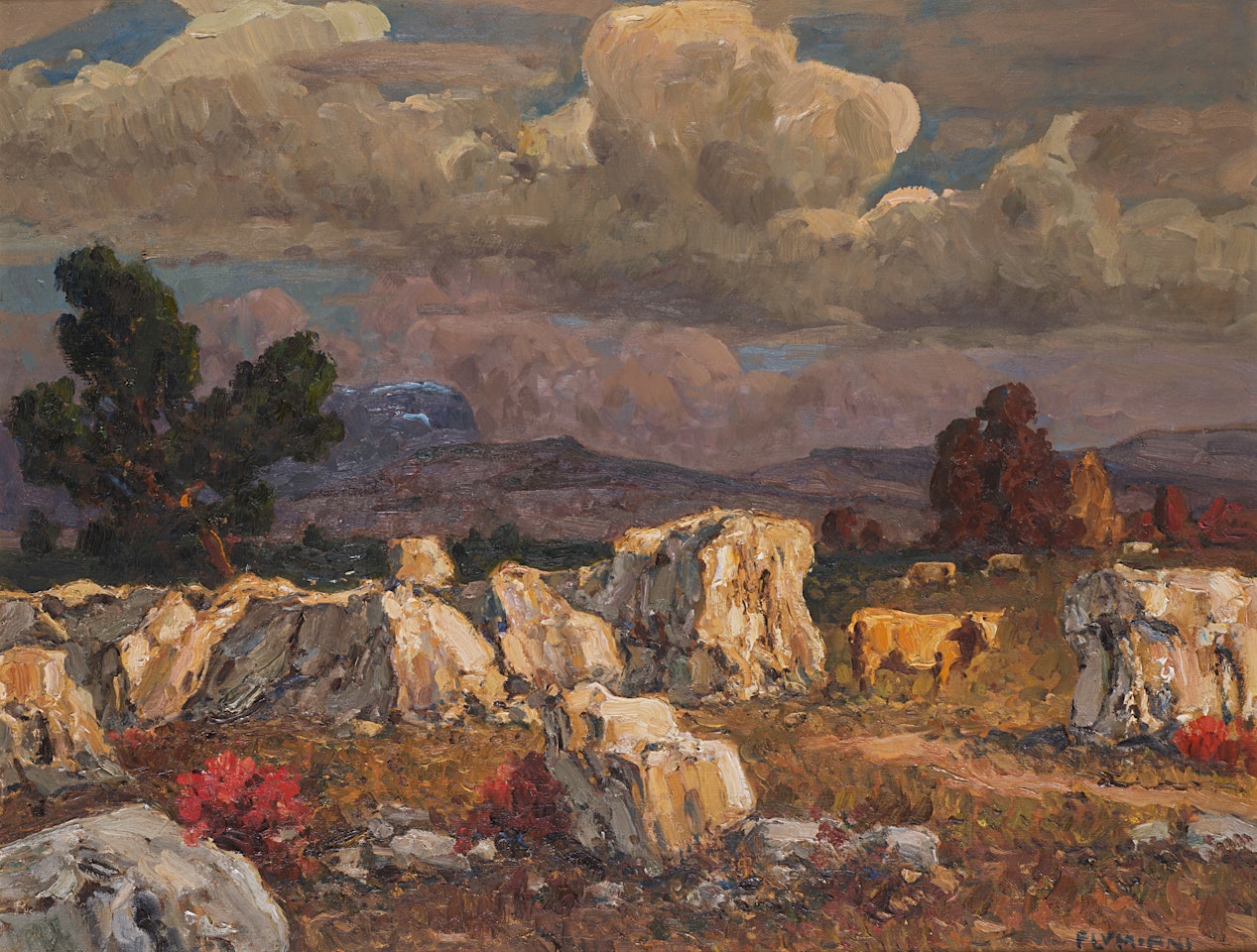 "Karst landscape with grazing cows" by Ugo Flumiani