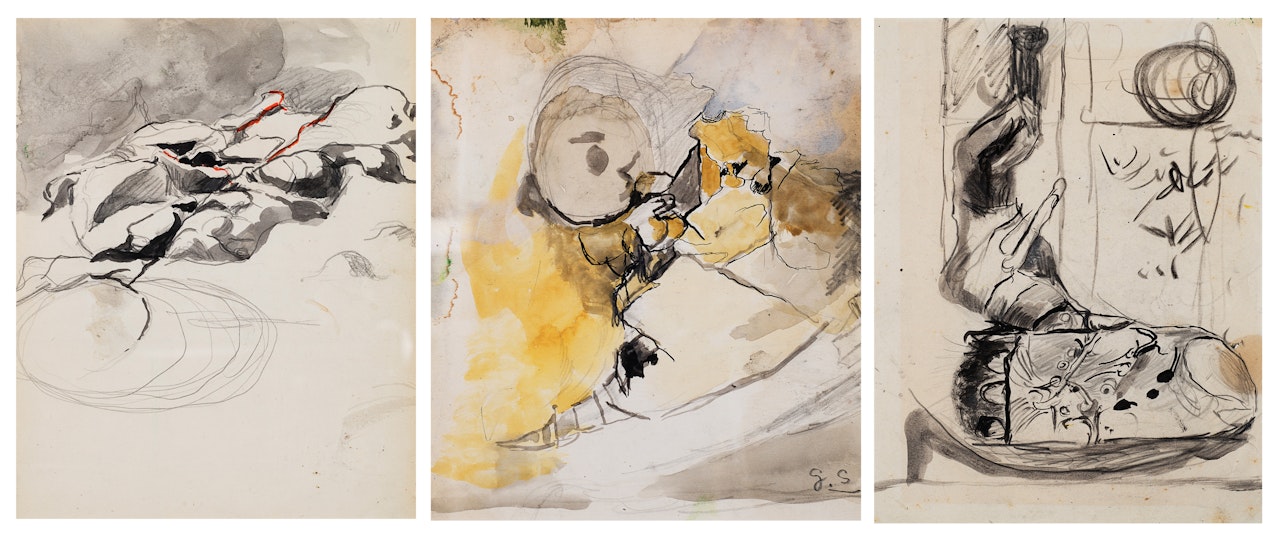 "Study (sketch-book page)"; "Sketch-book page"; "Untitled" by Graham Sutherland