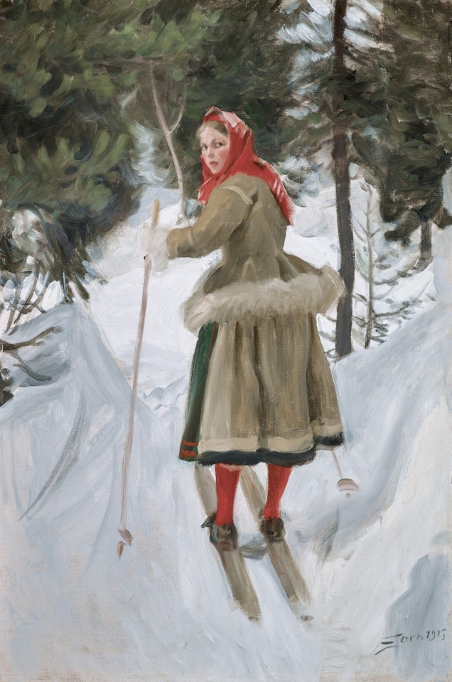 Girl from Mora Skiing by Anders Zorn