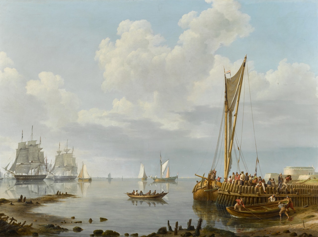 Shipping in a Calm Estuary by Jan Hermanus Koekkoek
