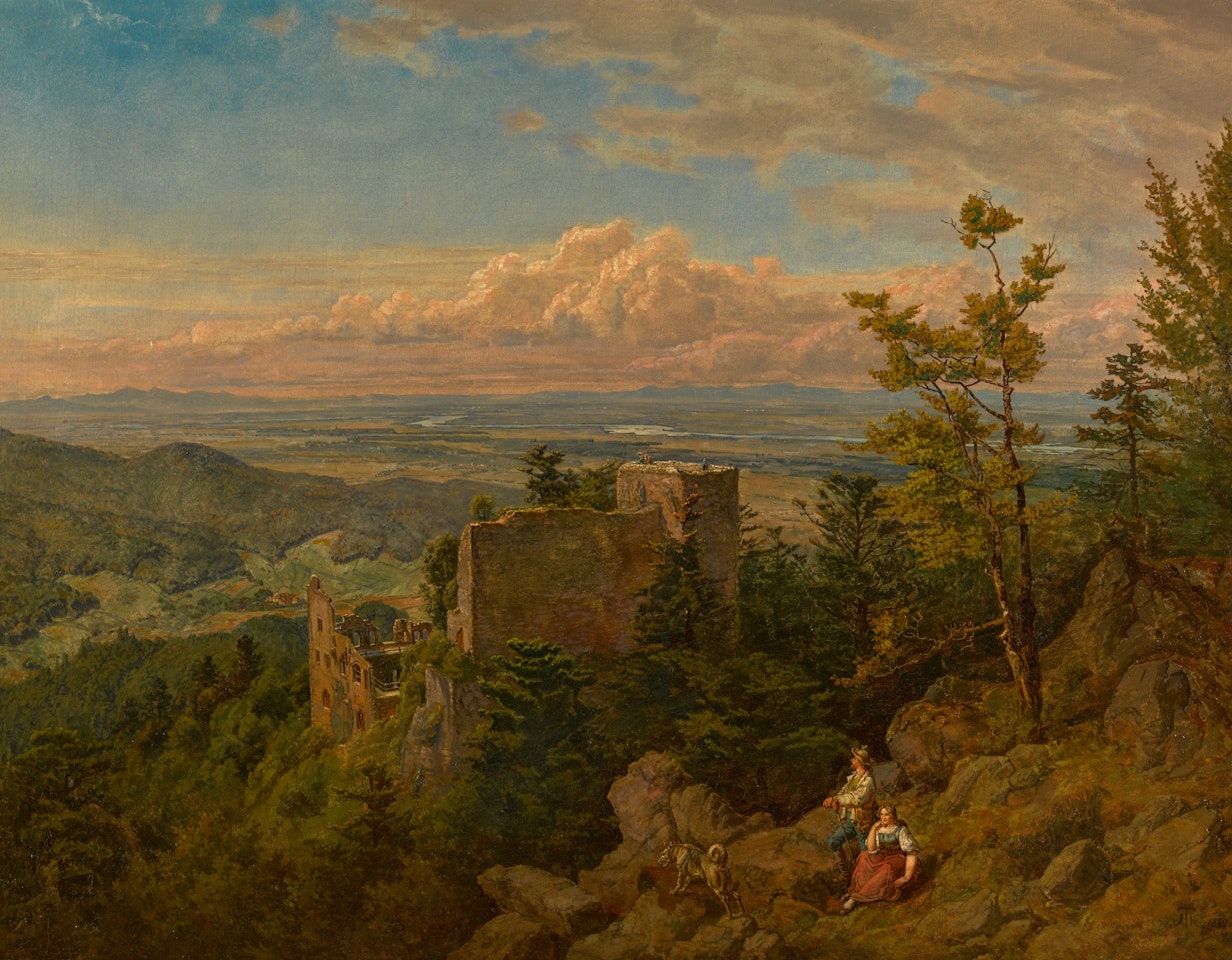 The ruins of the castle at Hohenbaden: looking out over the Rhine valley, Baden Baden (Die Burgruine Hohenbaden) by Hans Thoma