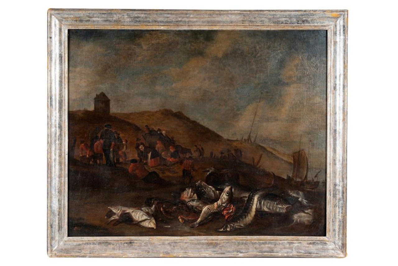 FISHERMEN AT THE SHORE by Dutch School
