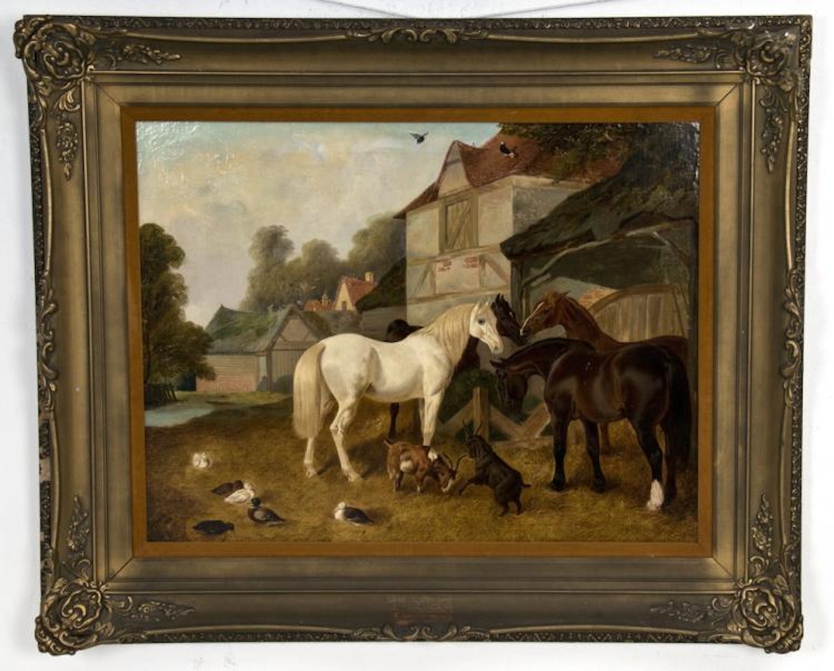 FARMYARD SCENE WITH HORSES by John Frederick Herring