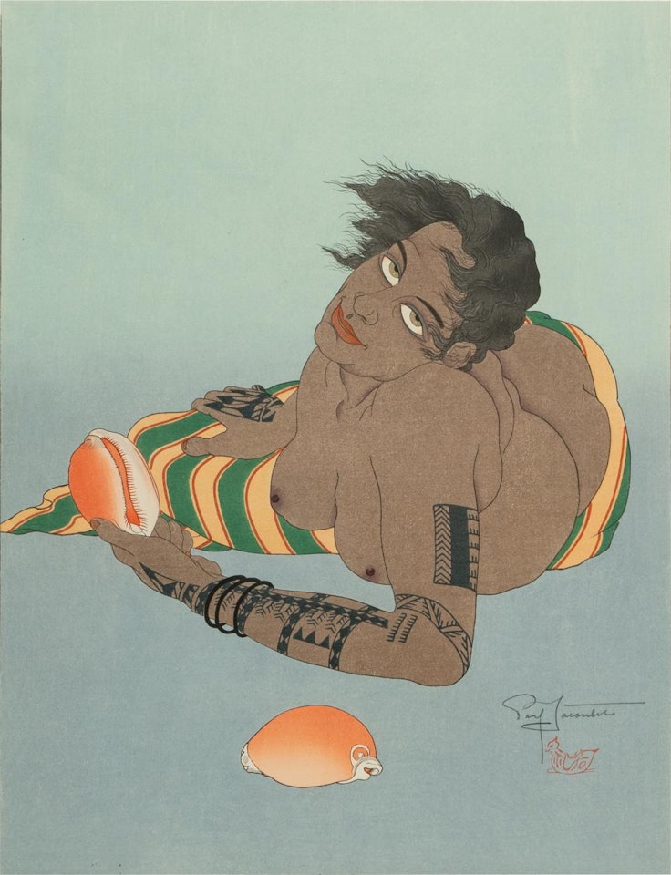 UNE FEMME DE MENADO Femme Tatouee de Falalap / Ouest Carolines by Paul Jacoulet